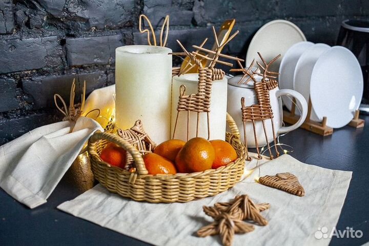 Плетёный поднос из эко лозы