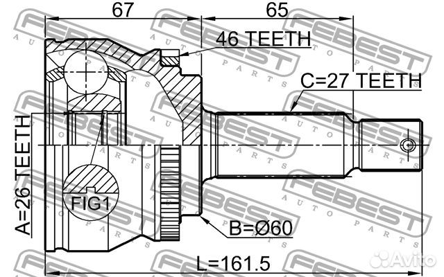 Шрус наружный 26x60x27 kia ceed 06