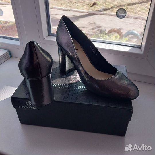 Туфли женские 37 размер, натуральная кожа, серебро