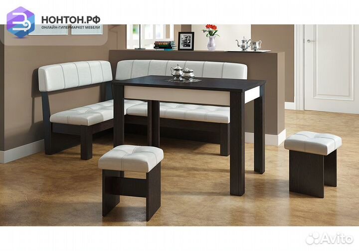 Кухонный уголок Альфа венге цаво / белый кожзам