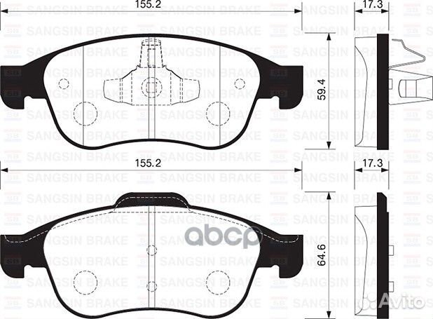 Колодки тормозные передние duster 2.0/1,5/1.6(H
