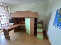 Кровать чердак 80х200 со столом и шкафом