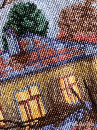 Готовая вышивка крестом Зимний вечер