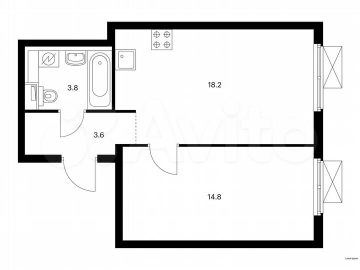 1-к. квартира, 40,4 м², 24/25 эт.