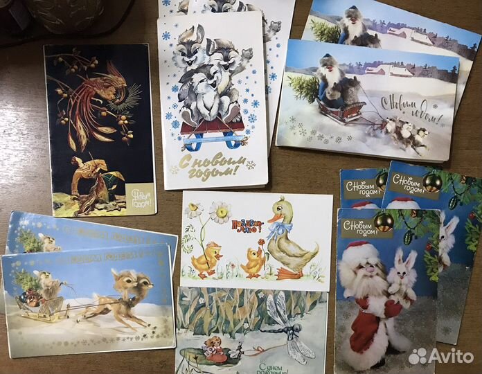 Открытки СССР двойные и мини