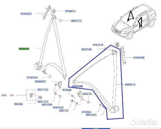 Ремень безопасности передний левый Nissan Terrano