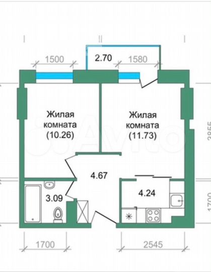 2-к. квартира, 34,7 м², 8/11 эт.