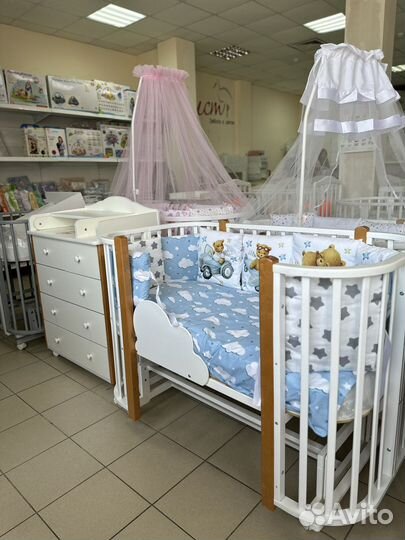 Детская кроватка Indigo Brioni маятник и 2 матраса