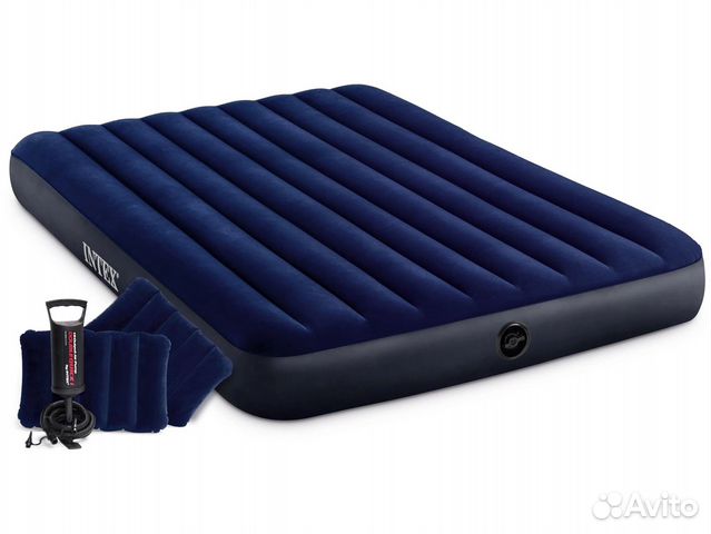 Надувной матрас Intex 152х203х25 + 2 подушки+насос