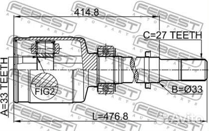 ШРУС nissan qashqai/X-trail 07- внут.прав.с валом