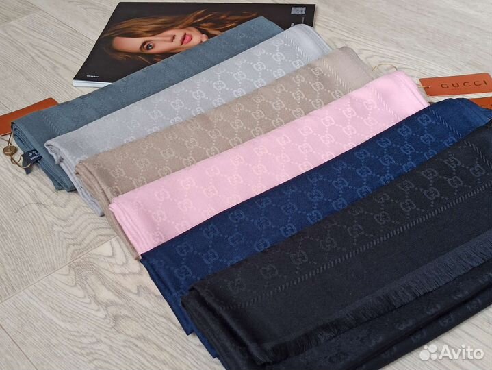 Палантин бежевый Кашемир Gucci 8 цветов