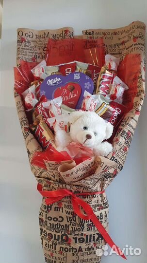 Подарок любимой, букет с шоколадом, сладости