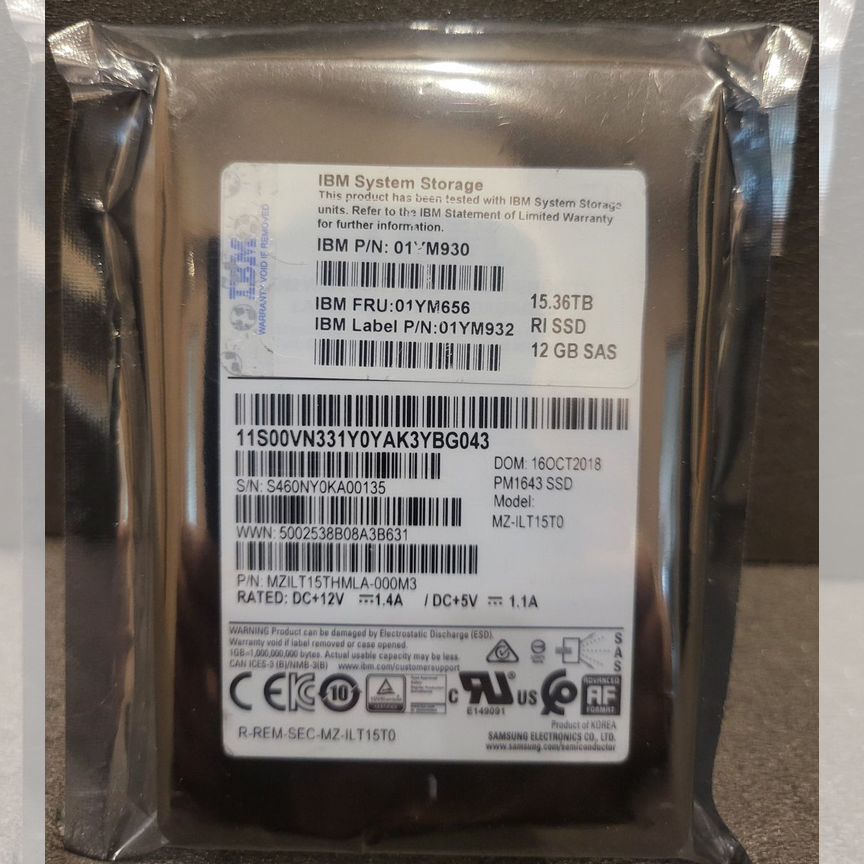 [PM1643] Samsung 15.36tb Mzilt15thmla-000m3 Ibm Pm1643