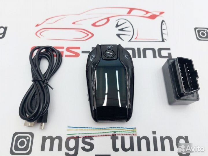 Смарт ключ Jaguar дизайн BMW черный с экраном