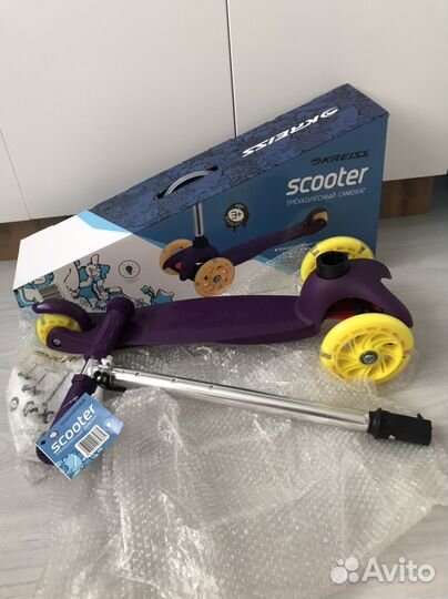 Самокат трехколесный новый kreiss scooter