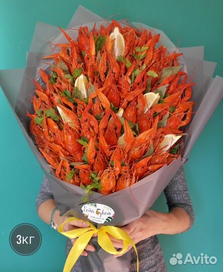 Букеты из раков и морепродуктов