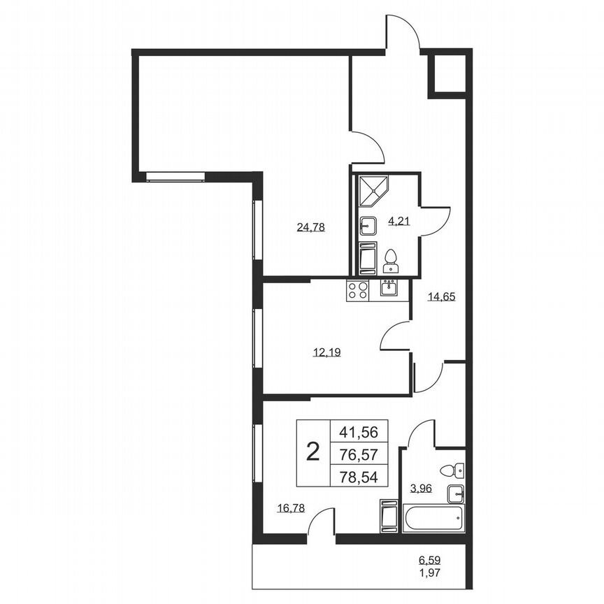 2-к. квартира, 78,5 м², 10/19 эт.