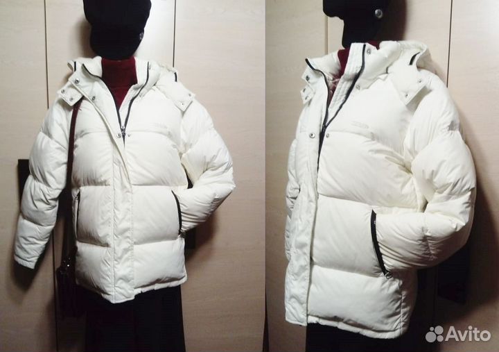Пуховик натуральный пух перо куртка белый S Турция