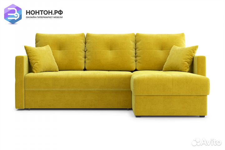 Диван угловой дельфин Вита горчичный