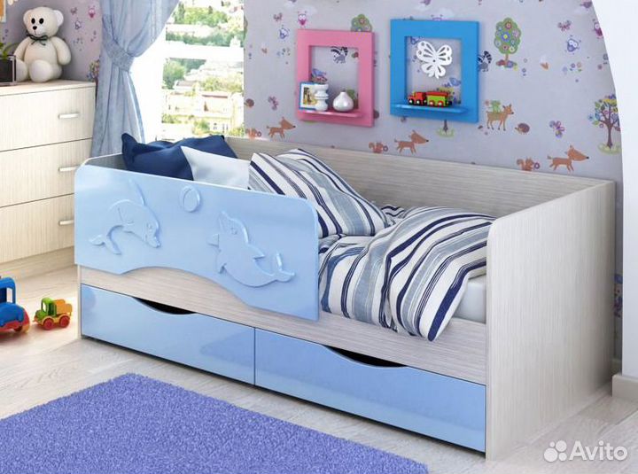 Детская кровать от 3 лет с бортиками. В наличии