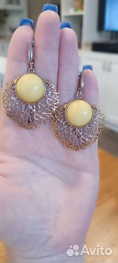 Серьги с янтарем