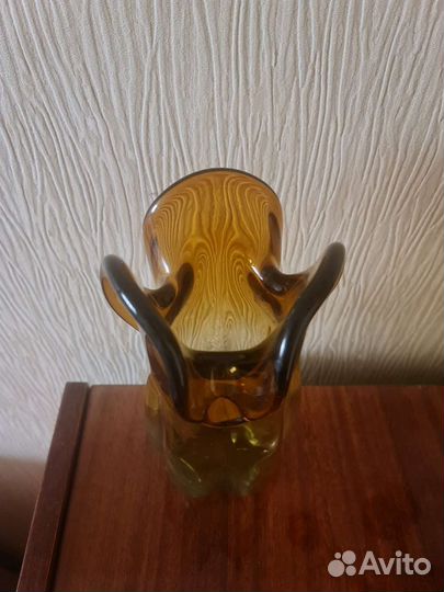 Ваза для цветов СССР из цветного стекла