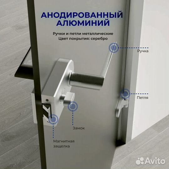 Дверь стеклянная 2000 х 800 бронзовая с фурнитурой