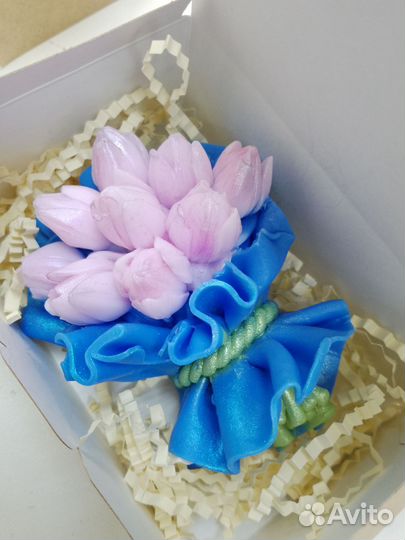 Мыло ручной работы, букет тюльпанов