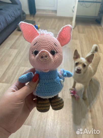Мягкая игрушка поросенок вязаный ручной работы
