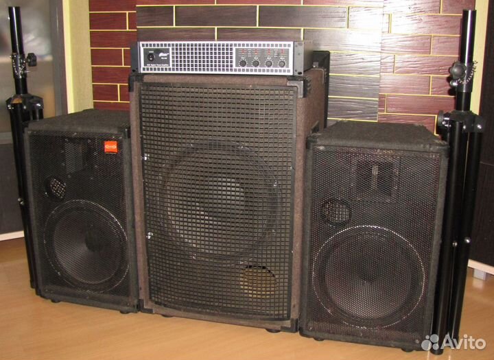 Колонки EVM Сабвуфер PA 1400W 3шт Усилитель Стойки