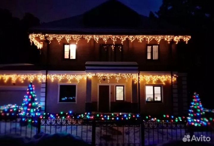 Украшение домов гирляндами