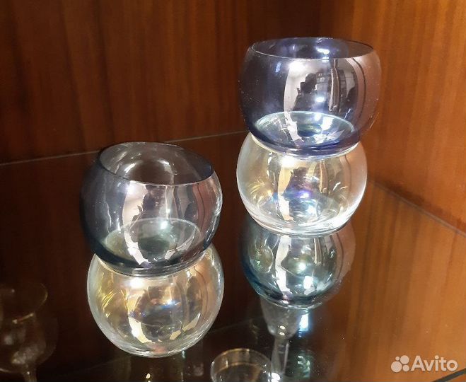 Бокалы круглые, цветное стекло, ЧССР, Bohemia