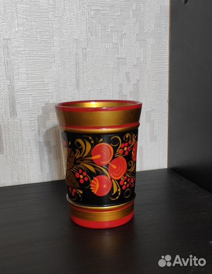 Стакан деревянный хохлома