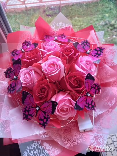 Букет из мыльных роз