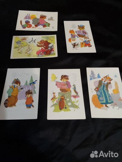Открытки СССР детские сказки не подписанные