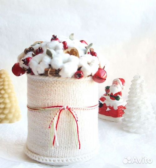 Хлопок цветы в шляпной коробке, новогодний decor