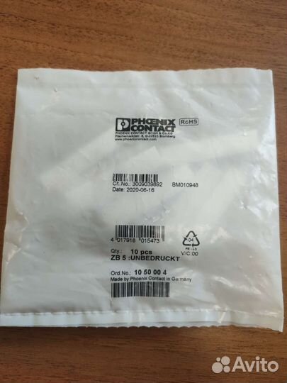 ZB 5 PhoenixContact -Маркировка Zack1050004