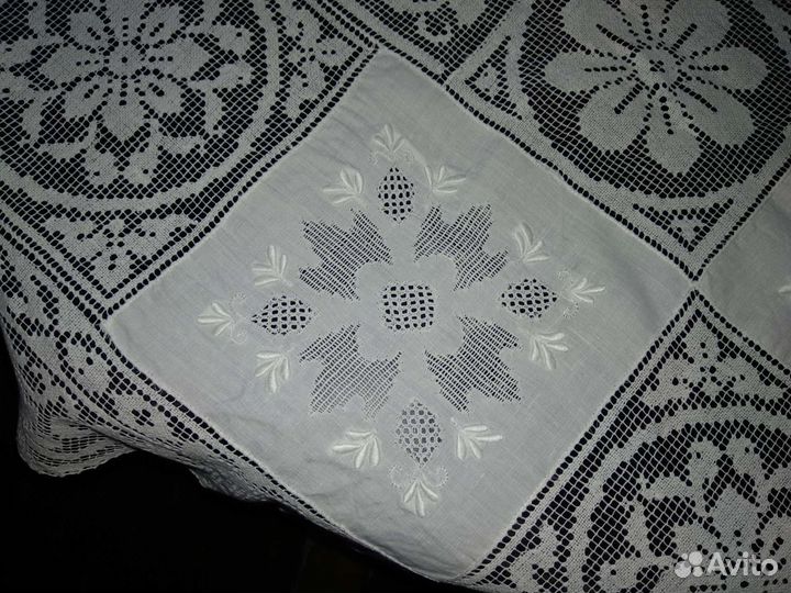 Скатерть старинная.Ручная работа.Гипюр, вышивка