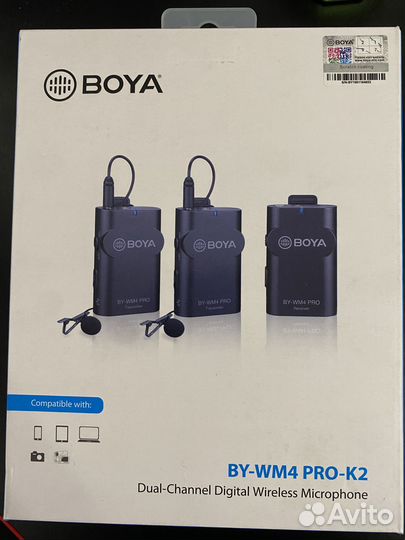 Микрофон петличный boya BY-WM4PRO-K2, черный