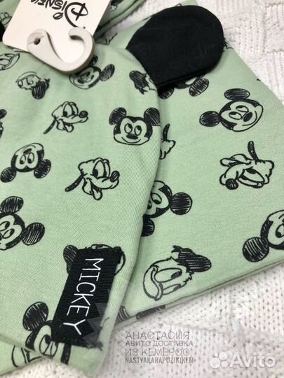 Шапка двойная и снуд новые Дисней 68,74