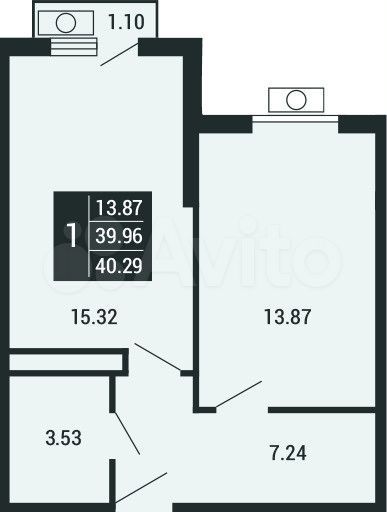 1-к. квартира, 40,3 м², 2/4 эт.
