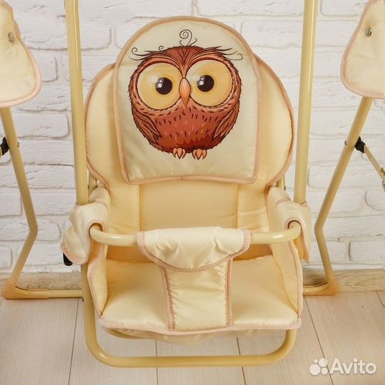 Качель детская напольная (Сова с шариком (бежевый)