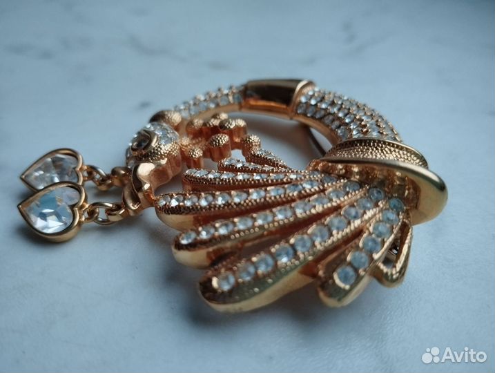 Брошь лебедь немецкая винтажная бижутерия