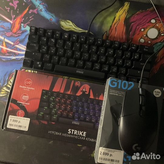 Мышь Logitech G102 lightsync + игровая клавиатура