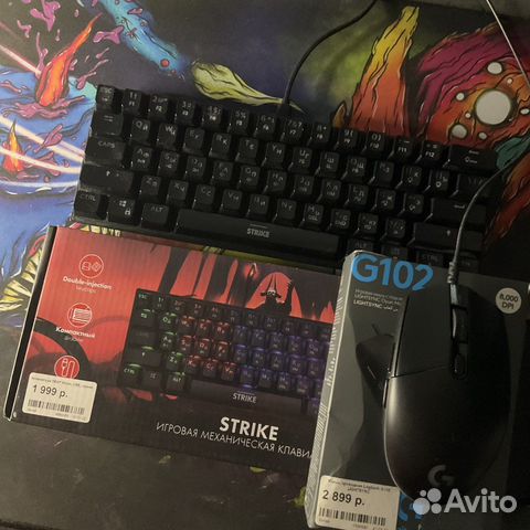 Мышь Logitech G102 lightsync + игровая клавиатура