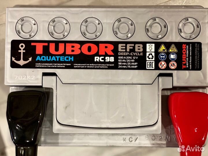 Аккумулятор лодочный Tubor aquatech EFB 60 Ач