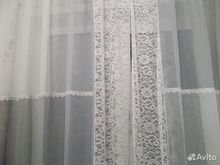 Шторы для кухни лен средней длины