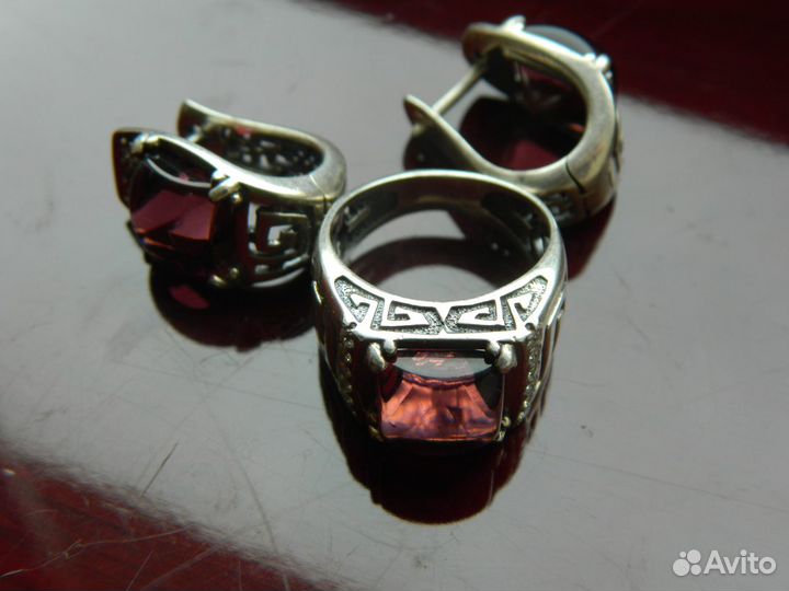 Перстень, серьги серебро 925