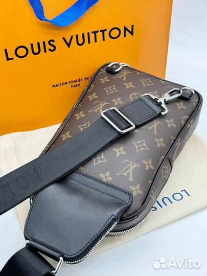 Сумка через плечо louis vuitton кожа коричневая