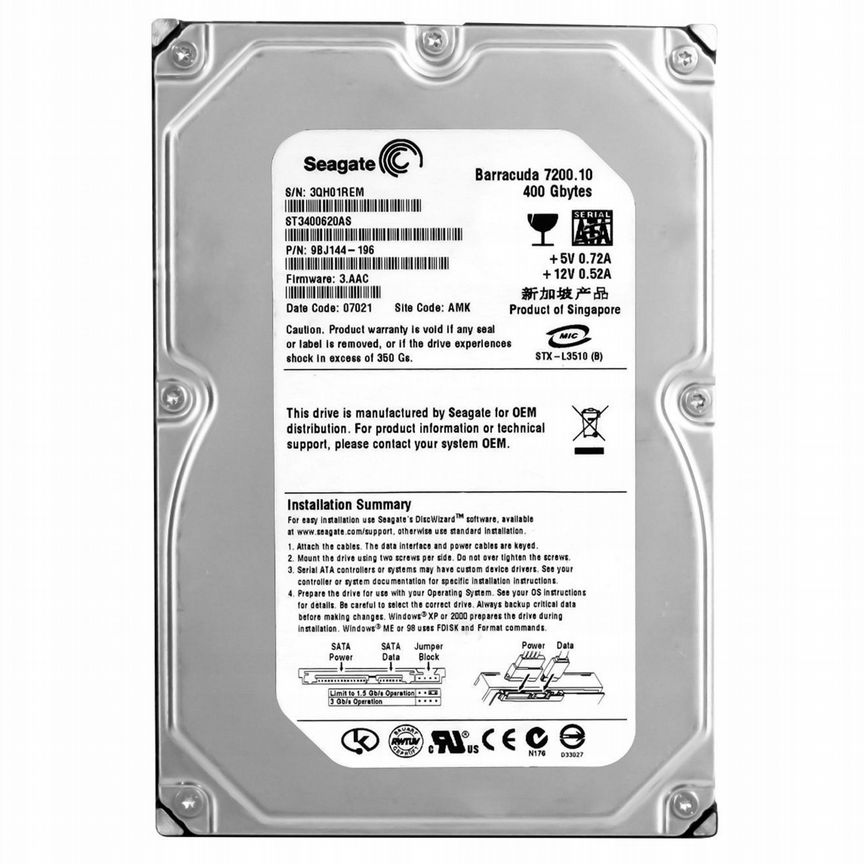 [ST3400620AS] Жесткий Диск Seagate 400gb Sata2 3,5 St3400620as